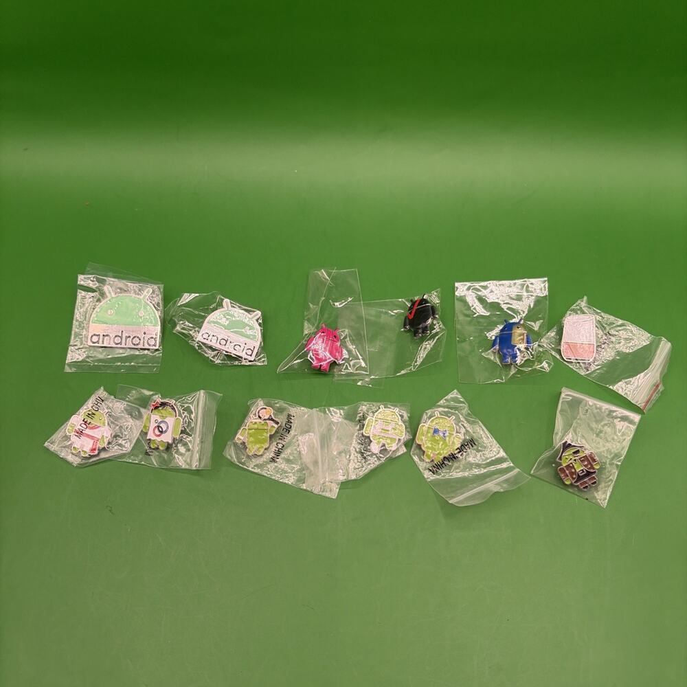 ASSORTED GOOGLE ANDROID PIN COLLECTION Pack - Set of 12 RARE
